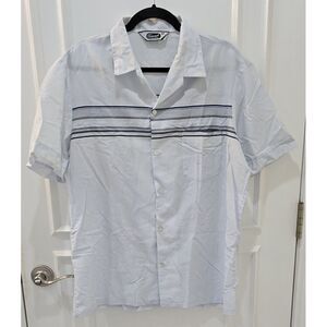 Vintage Triumph Of California Mens XL Blue Stripe SS Button-up Made In USA‎